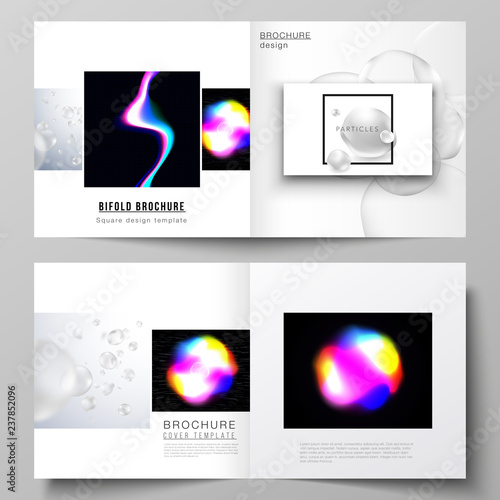 Vector layout of two covers templates for square design bifold brochure, magazine, flyer. SPA and healthcare design, sci-fi technology background. Abstract futuristic or medical consept backgrounds.