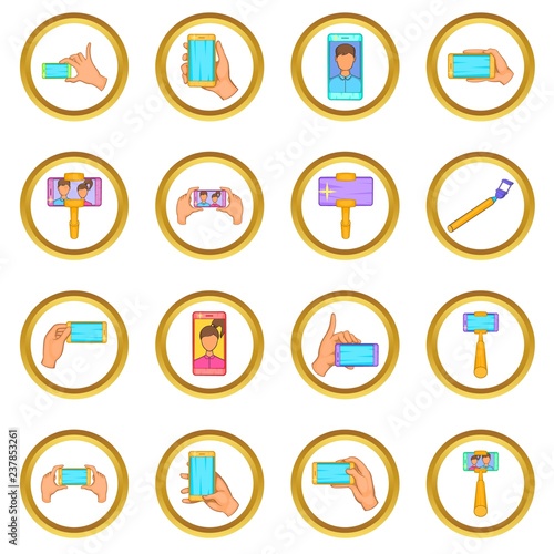 Selfie vector set in cartoon style isolated on white background