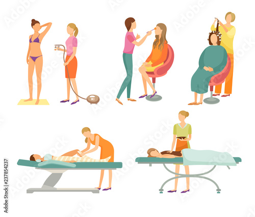 Spa Salon Tanning and Makeup Visage Icon Vector