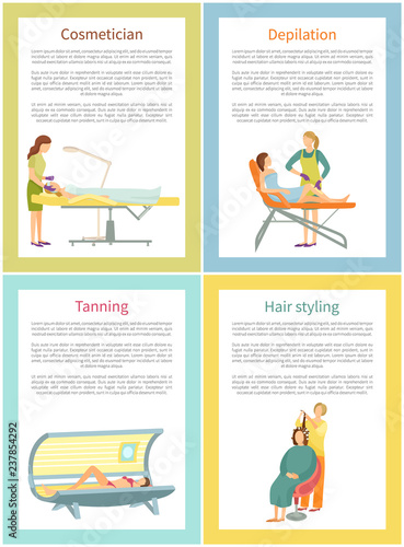 Cosmetician and Depilation on Legs Poster Vector