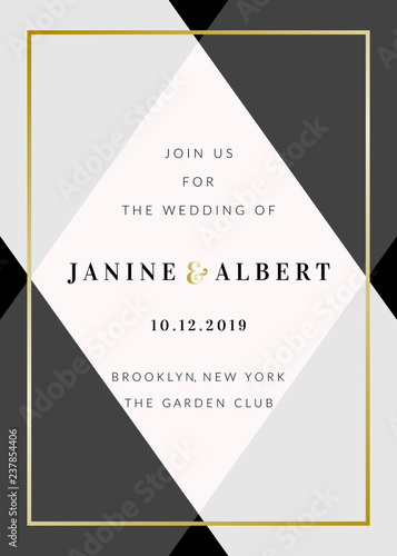 Modern Geometric Design Wedding Invitation Template