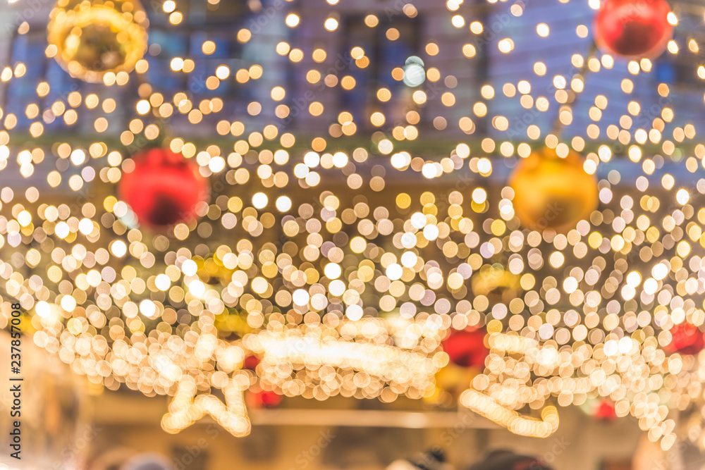 Blurred Christmas lights, festive background image