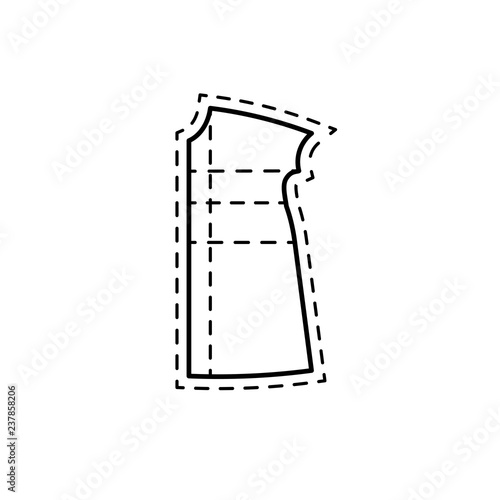 Black & white illustration of woman blouse sewing pattern.  Vector line icon. Isolated object