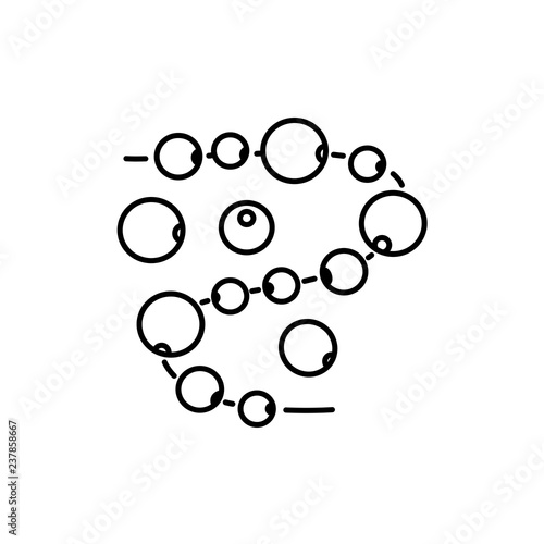 Black & white illustration of beads for diy craft jewelry making projects. Vector line icon of glass beading. Isolated object