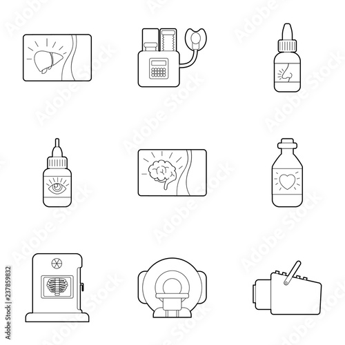 Medical examination icons set. Outline illustration of 9 medical examination vector icons for web
