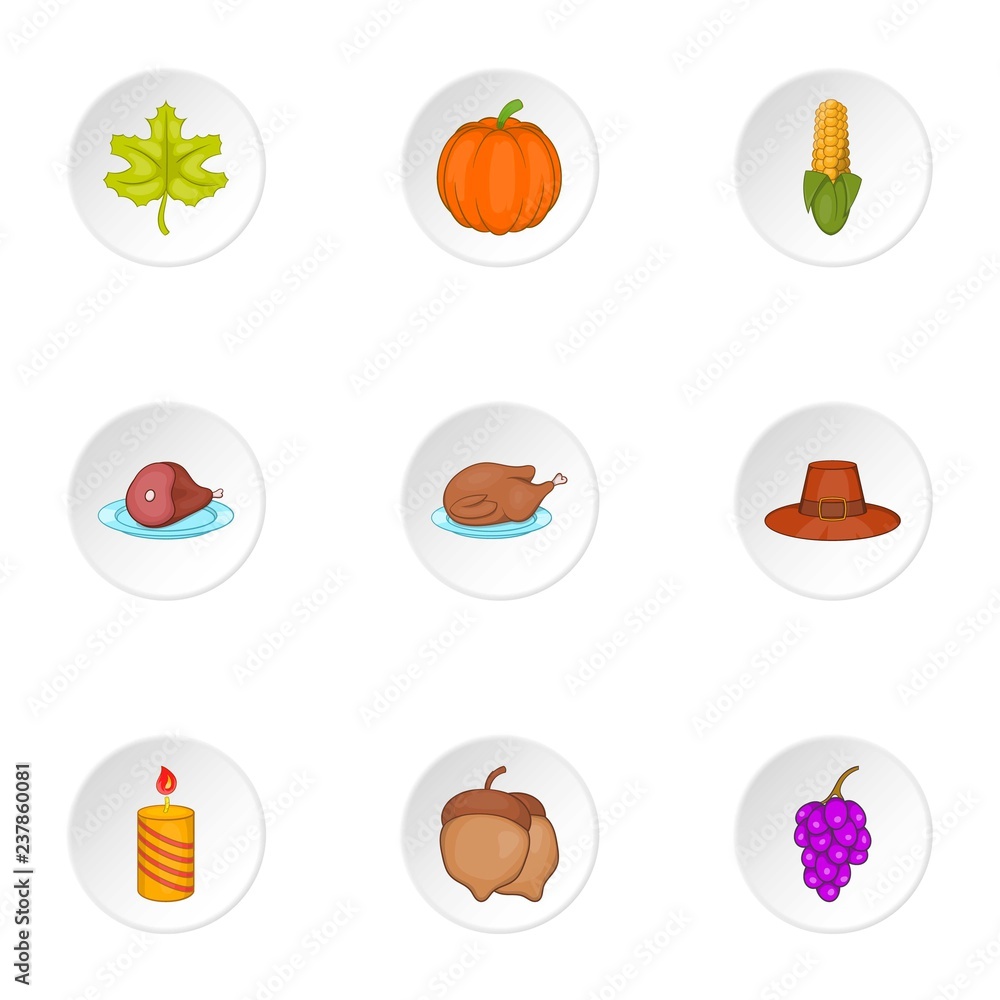 Autumn festival icons set. Cartoon illustration of 9 autumn festival vector icons for web