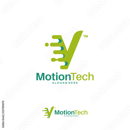 Fast Move V Initial Technology logo template, Motion V Letter Tech logo symbol, Logo icon template