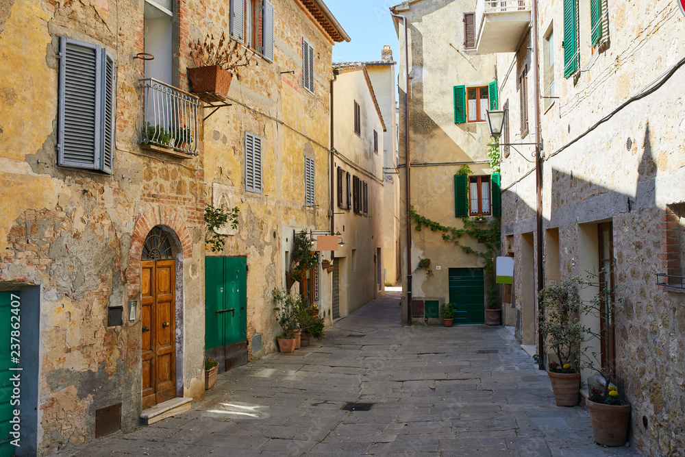 Small Old Mediterranean town - lovely Tuscan street in Italy city