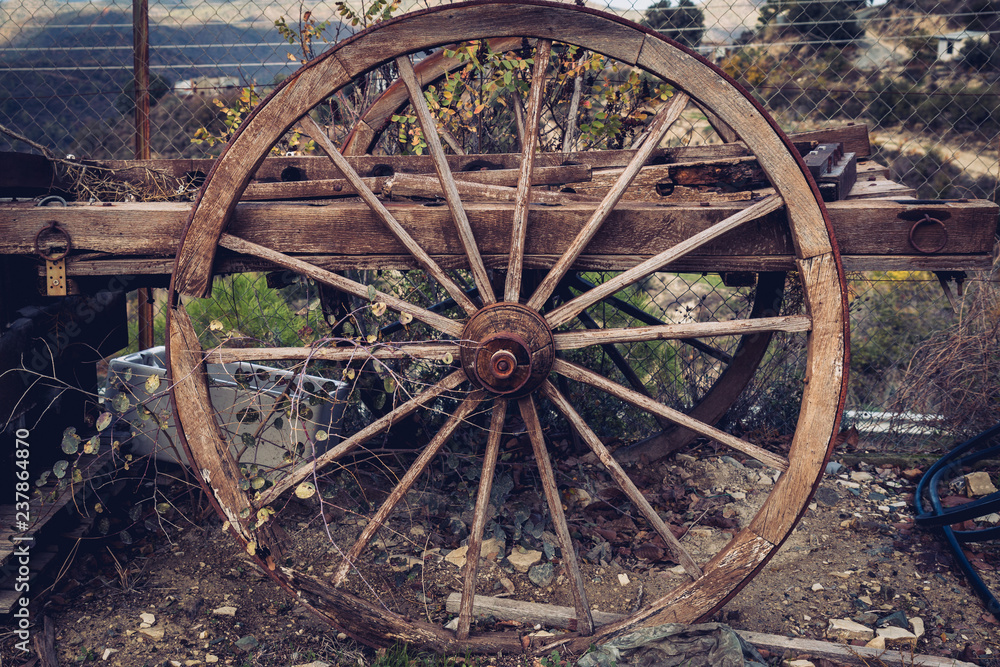 An old wooden cart.