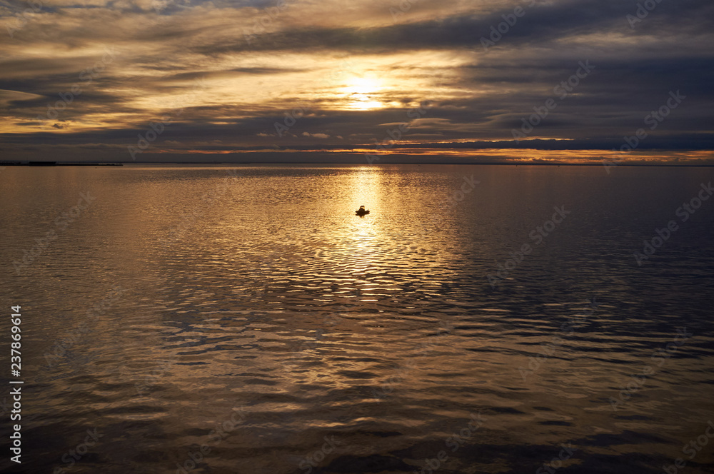 sunset on the Neva Bay
