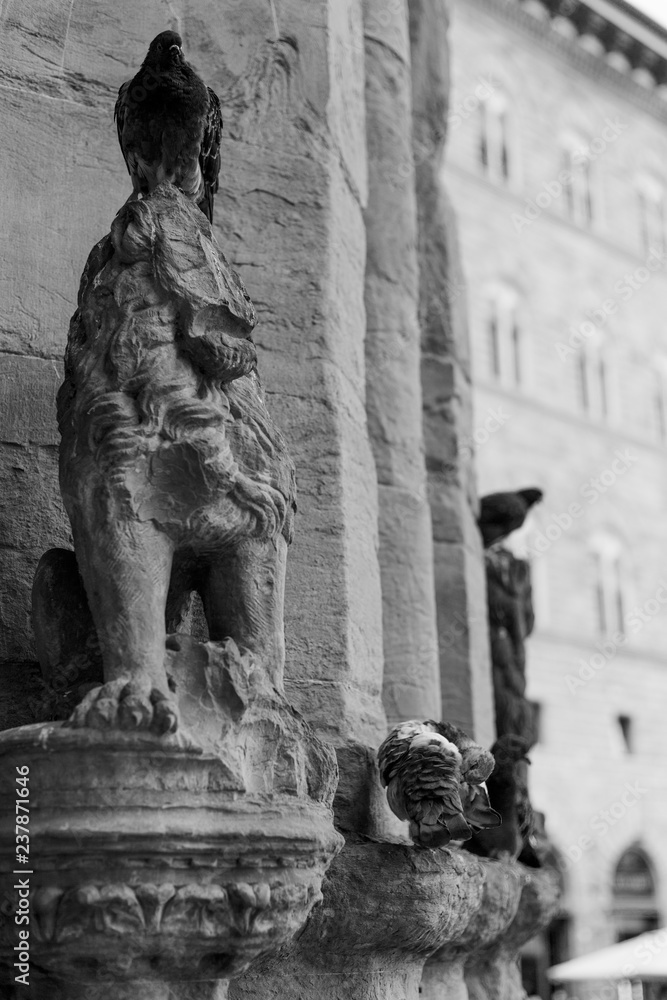 Beautiful and historical sculpture in Florence in Italy