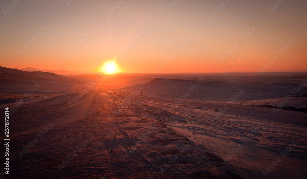 sunset in tundra