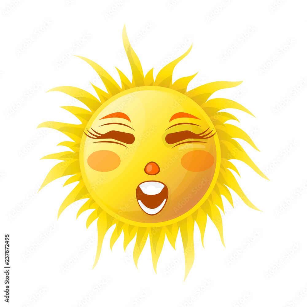 Sun smile or summer cartoon emoticon and emoji sunny face expression. Sun smile or summer cartoon emoticon and emoji sunny face expression.