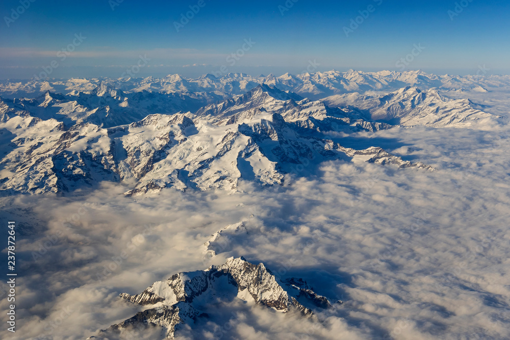 flight plane window view alps landscape