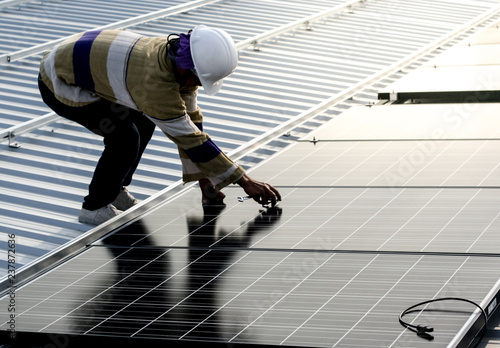 solar panel installation on roof
