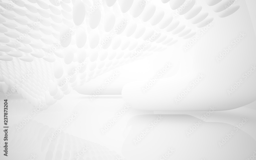 Naklejka premium White smooth abstract architectural background whith gray lines . 3D illustration and rendering