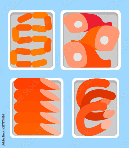 Sausages  and Smoked Bangers Shelves Butcher Vector