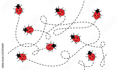 Seamless pattern made of cute ladybugs. Illustrated vector pattern 
