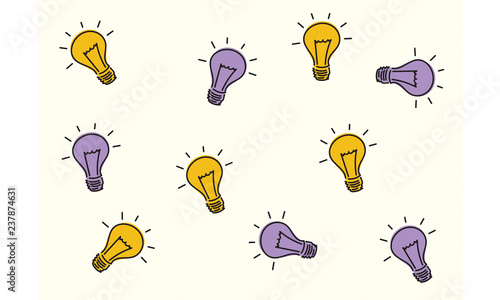 Light bulbs illustrated seamless vector pattern.