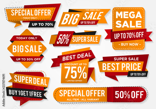 sticker sale set with abstract shape style and modern brand with modern concept, price tag discount, buy 1 get 1 free tag design vector eps 10