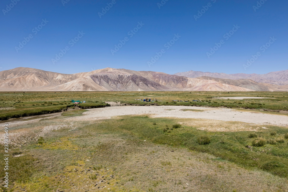 Landscape in the Pamir mountains near Bulunkul in Tajikistan