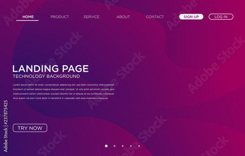 landing page background template design with modern shape and simple technology concept, vector eps 10