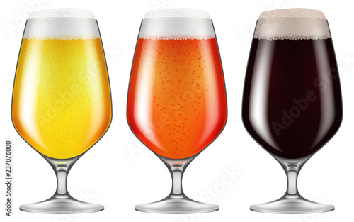 Elegant craft beer glasses. Vector illustration.