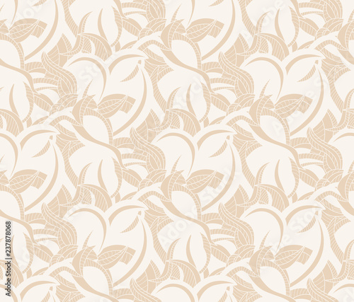 Seamless pattern background with interesting curves on beige  for wallpaper © Lena Lir