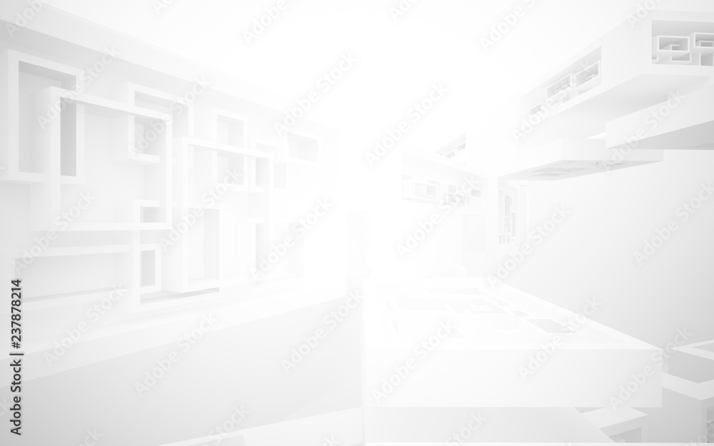 Abstract white interior of the future, with neon lighting. 3D illustration and rendering Abstract white interior of the future, with neon lighting. 3D illustration and rendering