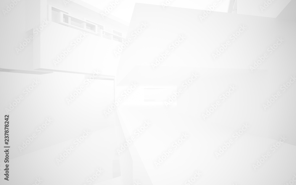 Abstract white interior of the future, with neon lighting. 3D illustration and rendering Abstract white interior of the future, with neon lighting. 3D illustration and rendering