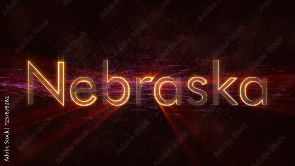 Obraz premium Nebraska - Shiny looping state name text animation