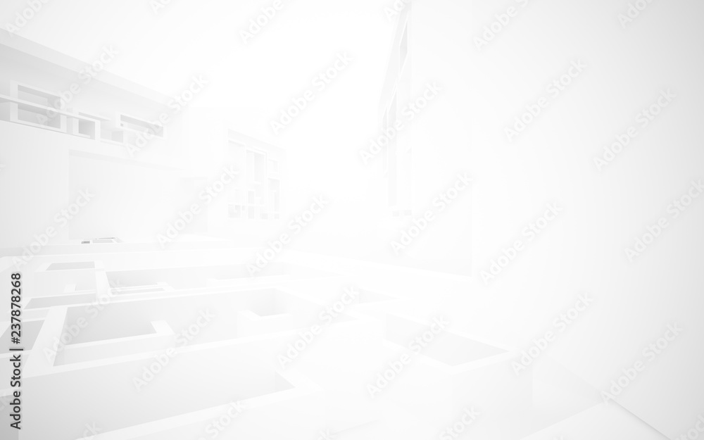 Abstract white interior of the future, with neon lighting. 3D illustration and rendering Abstract white interior of the future, with neon lighting. 3D illustration and rendering