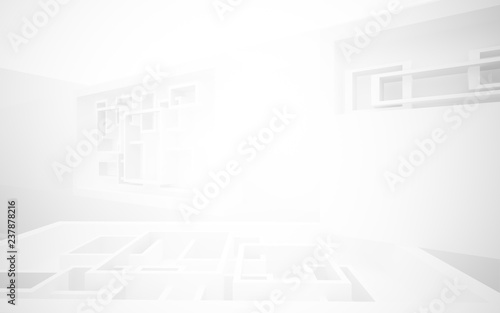 Abstract white interior of the future  with neon lighting. 3D illustration and rendering