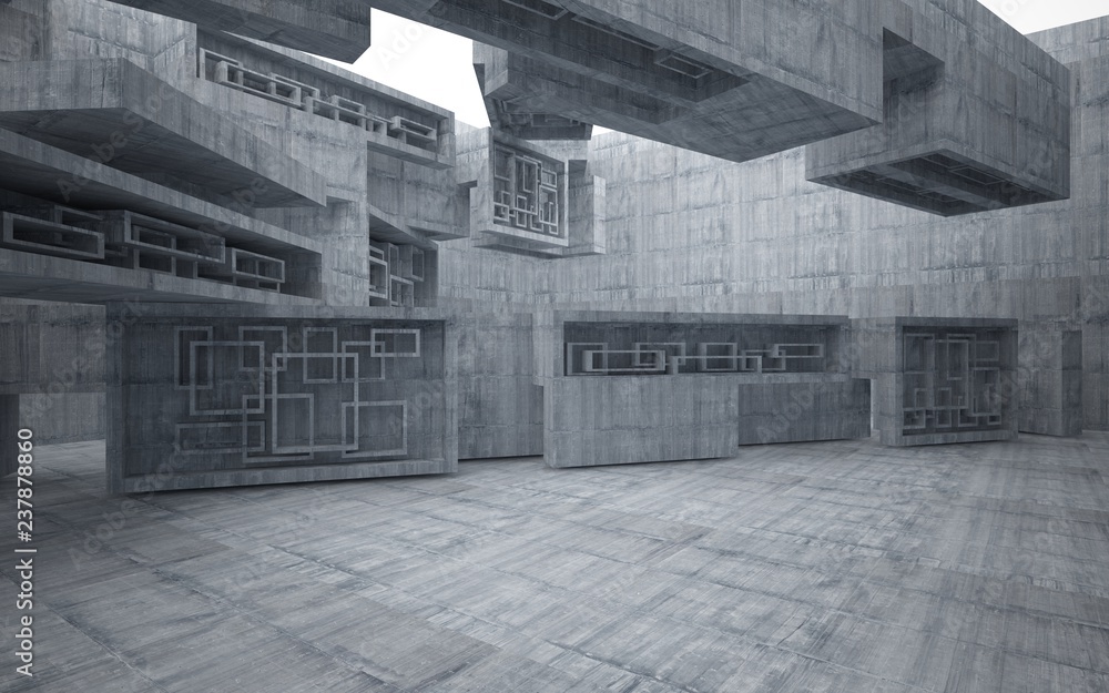 Abstract interior of concrete. Architectural background. 3D illustration and rendering Abstract interior of concrete. Architectural background. 3D illustration and rendering