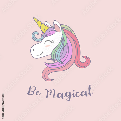 cute unicorn cartoon illustration with smooth color, use for birthday kids party  background, invitation card template and poster, vector eps 10 