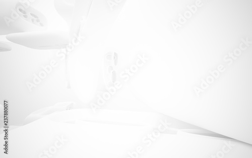 White smooth abstract architectural background. 3D illustration and rendering