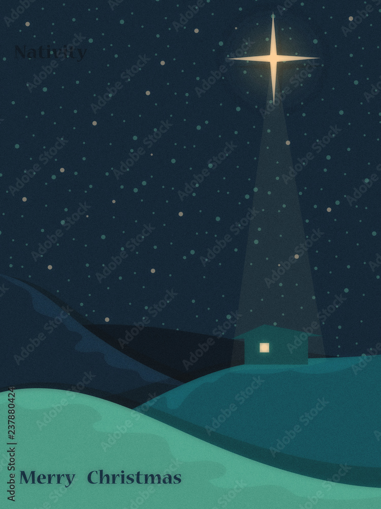 Christmas Christian nativity scene. Star of Bethlehem. Christmas