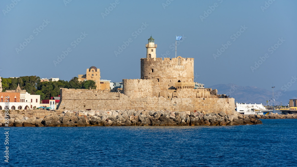 Fort of St. Nicholas in Mandraki harbor, Rhodes island, Greece