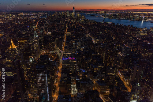 New York City skyscrapers, aerial panorama view