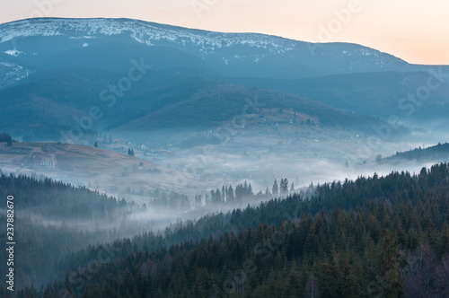 Early morning spring Carpathian mountains