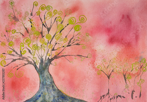 Billede på lærred Tree of life with golden curls