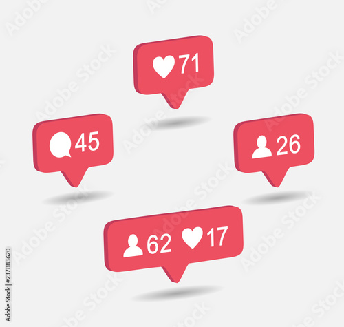 instagram notification  icon vector set.instagram counter icon