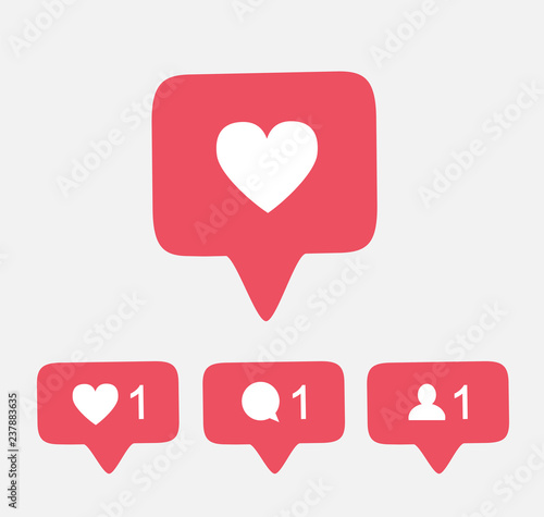 Pink like follower comment icon button insta counter vector notification instagram download