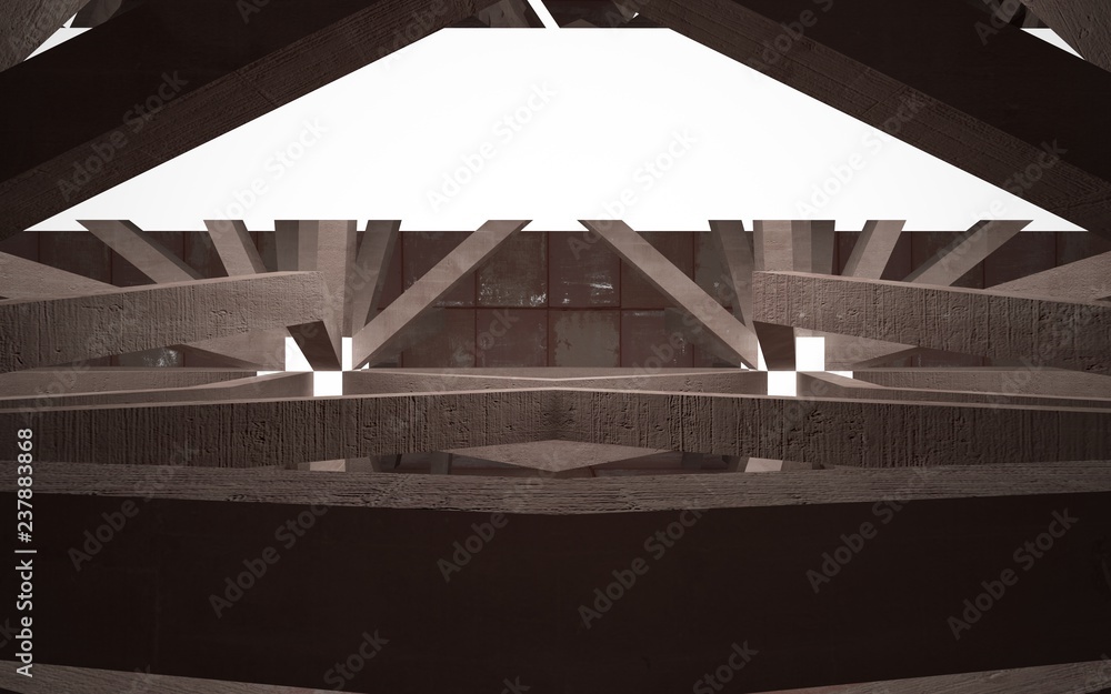 Empty abstract room interior of sheets rusted metal and brown concrete. Architectural background. Night view of the illuminated. 3D illustration and rendering Empty abstract room interior of sheets rusted metal and brown concrete. Architectural background. Night view of the illuminated. 3D illustration and rendering