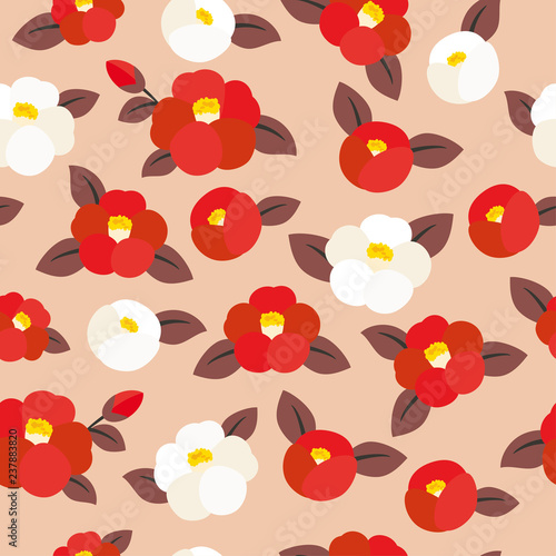 Obraz na płótnie Seamless pattern of camellia flowers