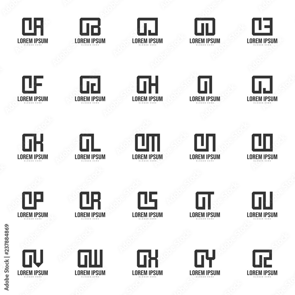 Initial letter logo set. Minimal letter logo template design