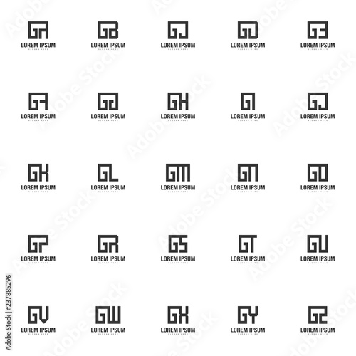 Initial letter logo set. Minimal letter logo template design
