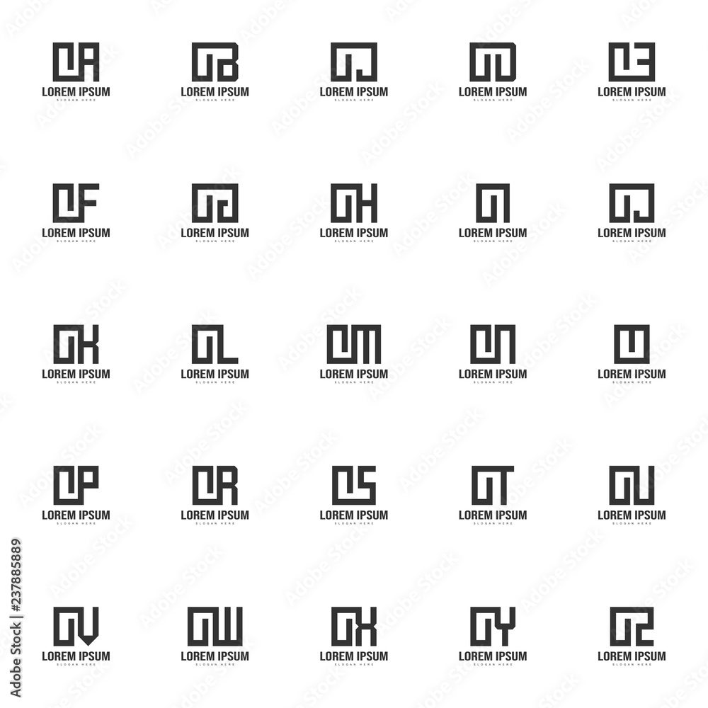 Initial letter logo set. Minimal letter logo template design Initial letter logo set. Minimal letter logo template design