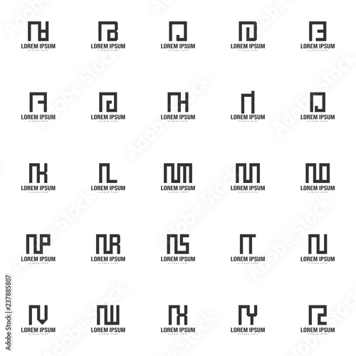 Initial letter logo set. Minimal letter logo template design