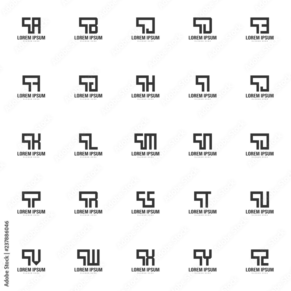Initial letter logo set. Minimal letter logo template design Initial letter logo set. Minimal letter logo template design